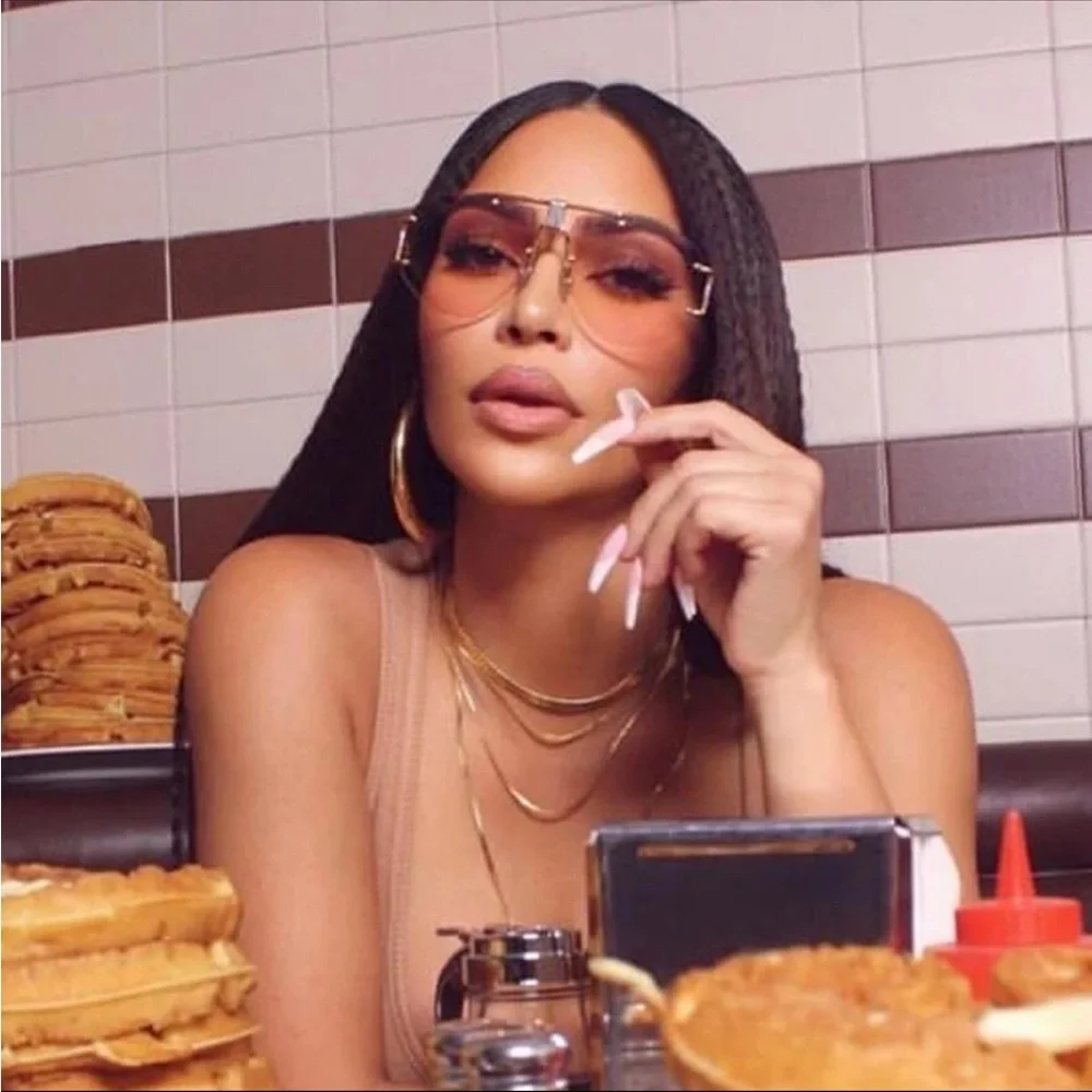 Gold & Cognac Rimless Sunglasses